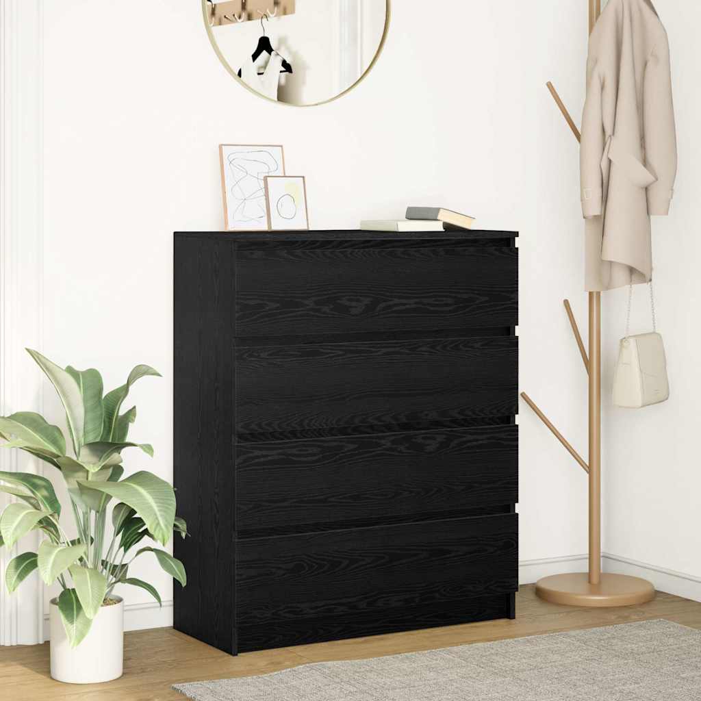 Sideboard Μαύρη βελανιδιά 80x35x99 cm Κατασκευασμένο ξύλο - Pakobazaar