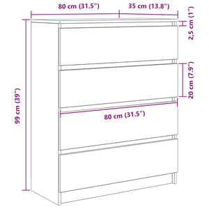 Sideboard καφέ δρυς 80x35x99 cm Ξύλινο μηχανουργικό ξύλο - Pakobazaar