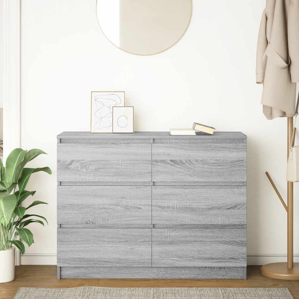 Sideboard Γκρι Sonoma 100x35x76 cm Ξύλινο μηχανουργικό ξύλο