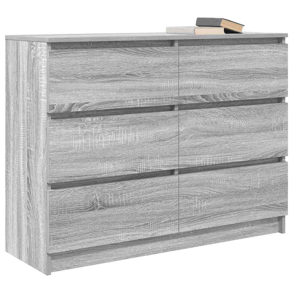Sideboard Γκρι Sonoma 100x35x76 cm Ξύλινο μηχανουργικό ξύλο