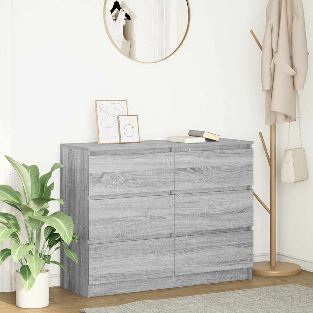 Sideboard Γκρι Sonoma 100x35x76 cm Ξύλινο μηχανουργικό ξύλο
