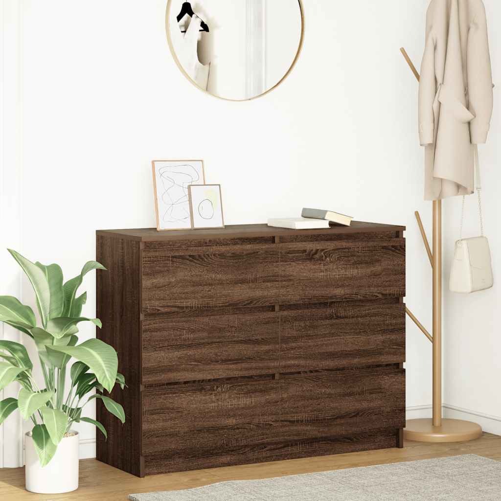 Sideboard καφέ δρυς 100x35x76 cm Κατασκευασμένο ξύλο