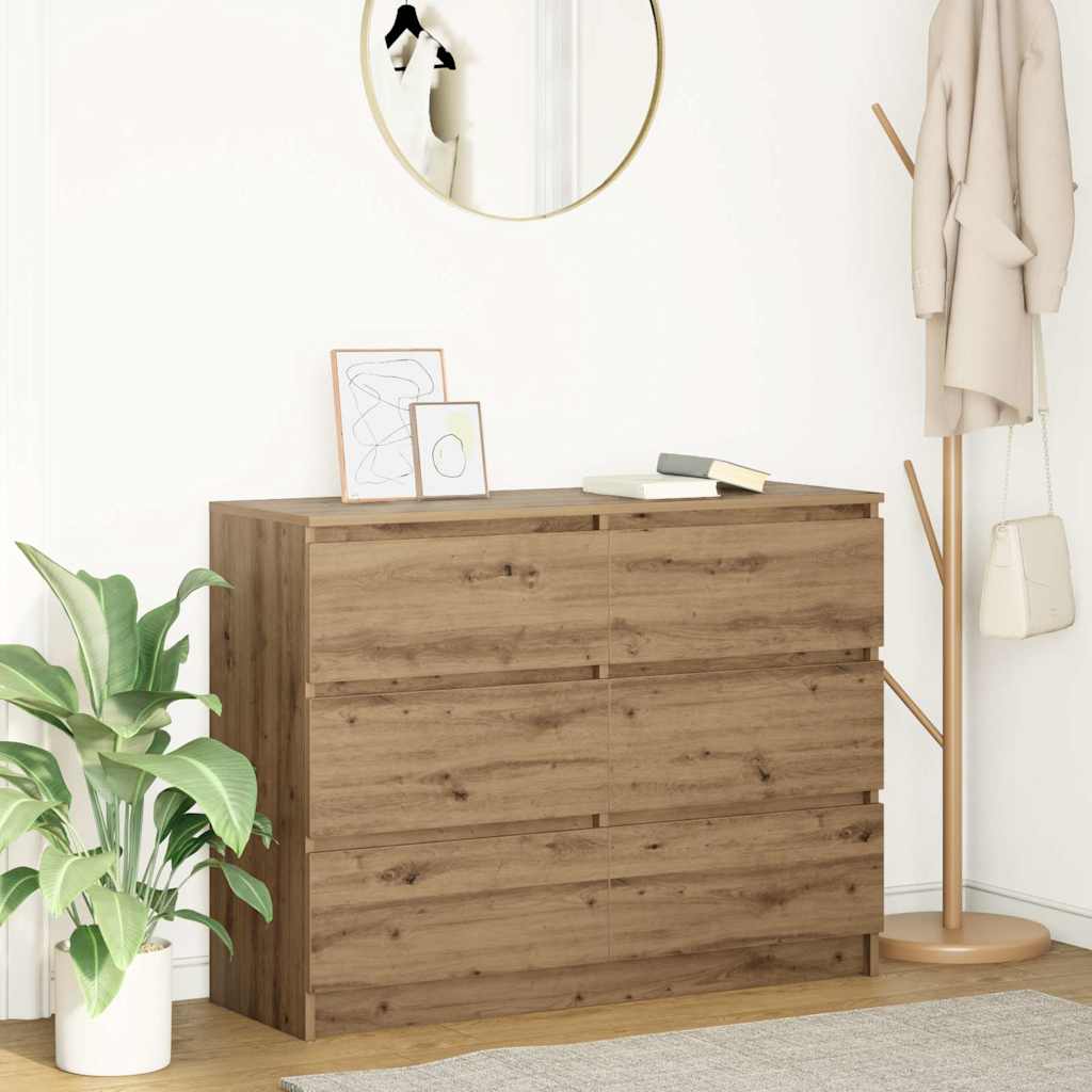 Sideboard Artisan Oak 100x35x76 cm Κατασκευασμένο ξύλο - Pakobazaar