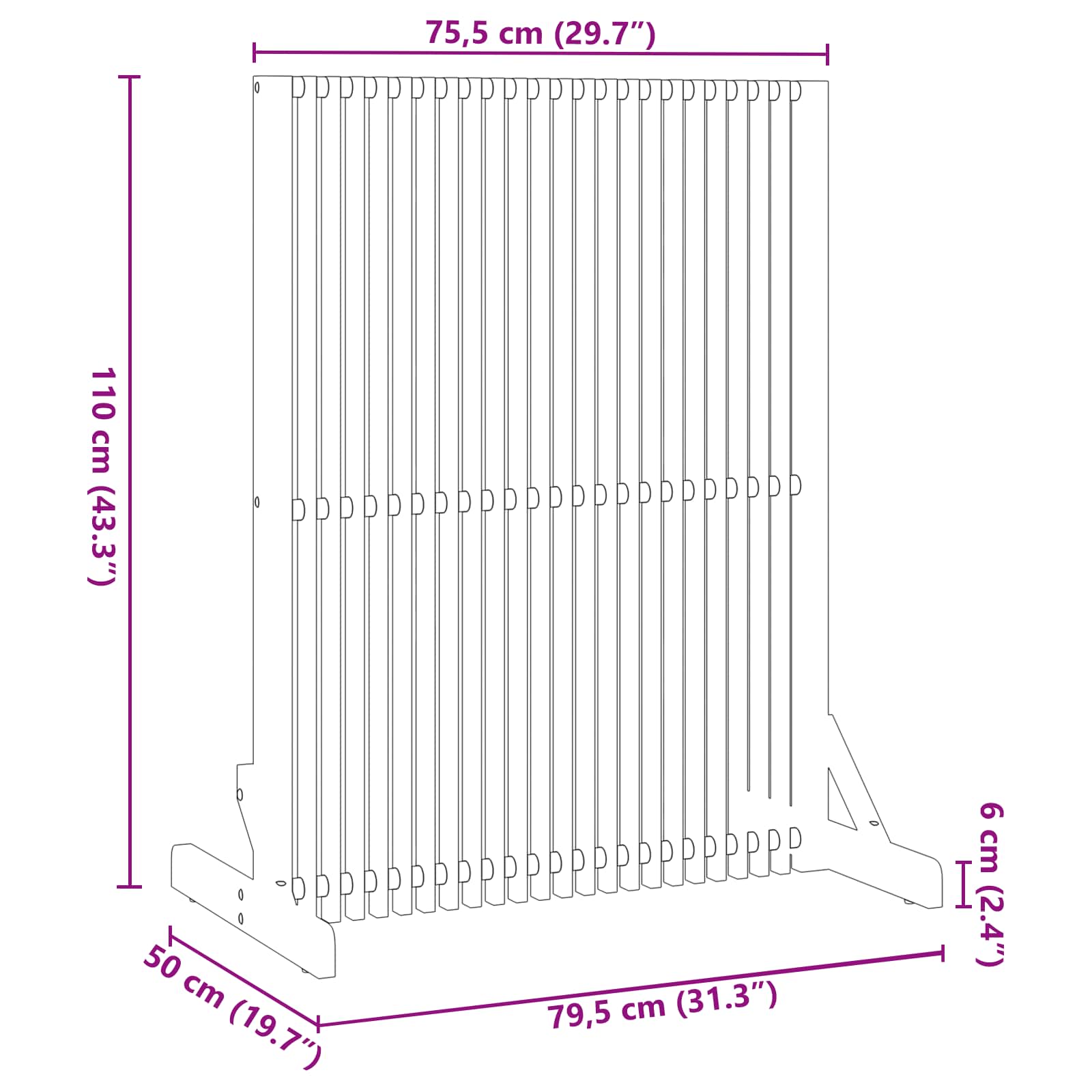 Οθόνη Ιδιωτικότητας Καφέ 79,5 x 50 x 110 εκ.