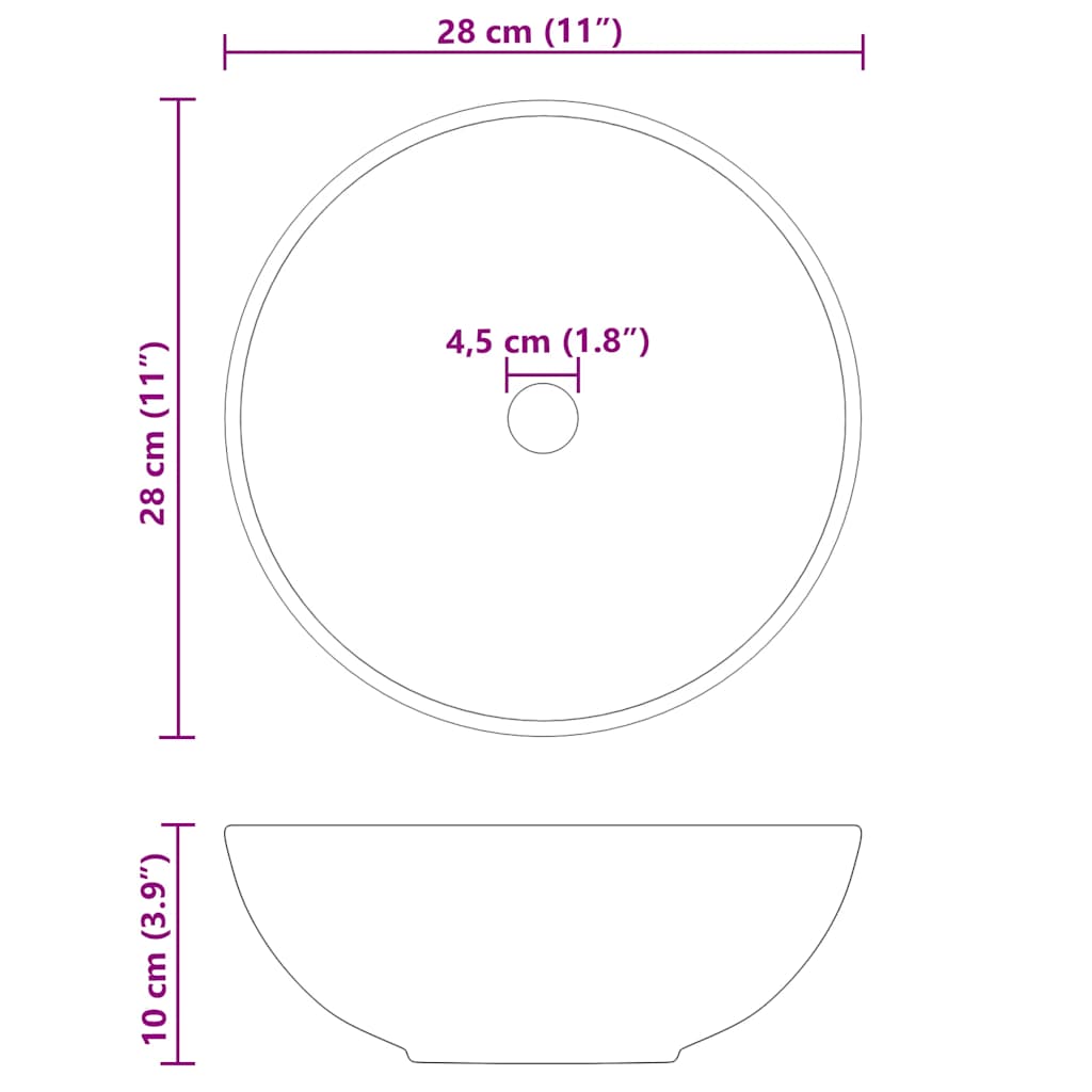 Νιπτήρας Κεραμικός Γυαλιστερός Μαύρος Ø28x10 εκ. - Pakobazaar