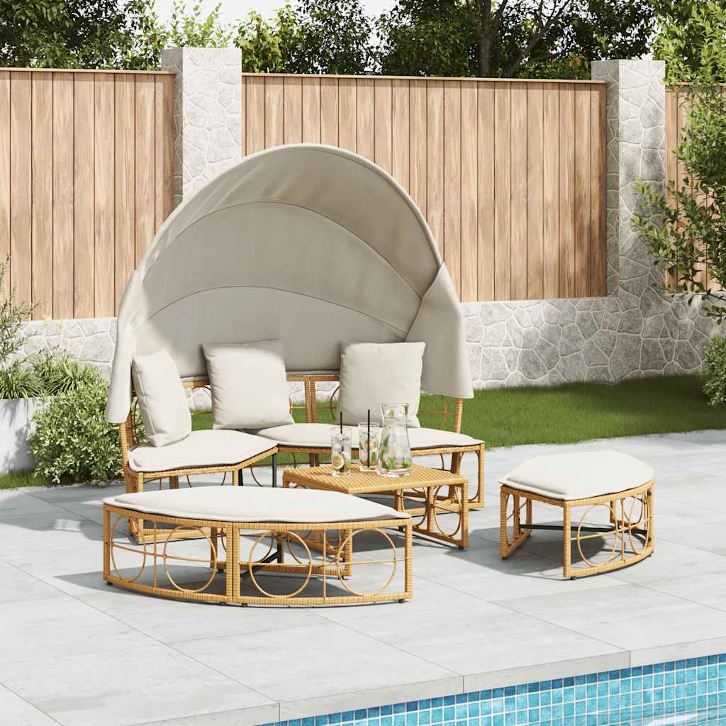 Εξωτερική Lounge κρεβάτι με θόλο και μαξιλάρια Poly Rattan