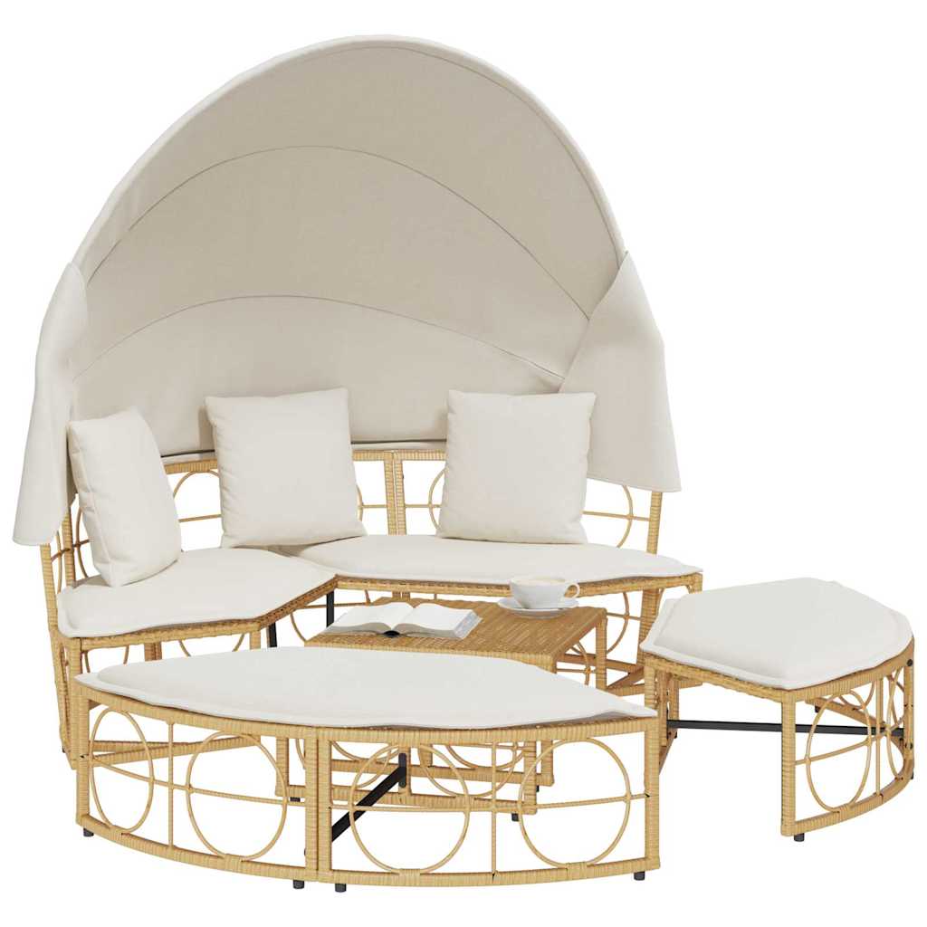 Εξωτερική Lounge κρεβάτι με θόλο και μαξιλάρια Poly Rattan