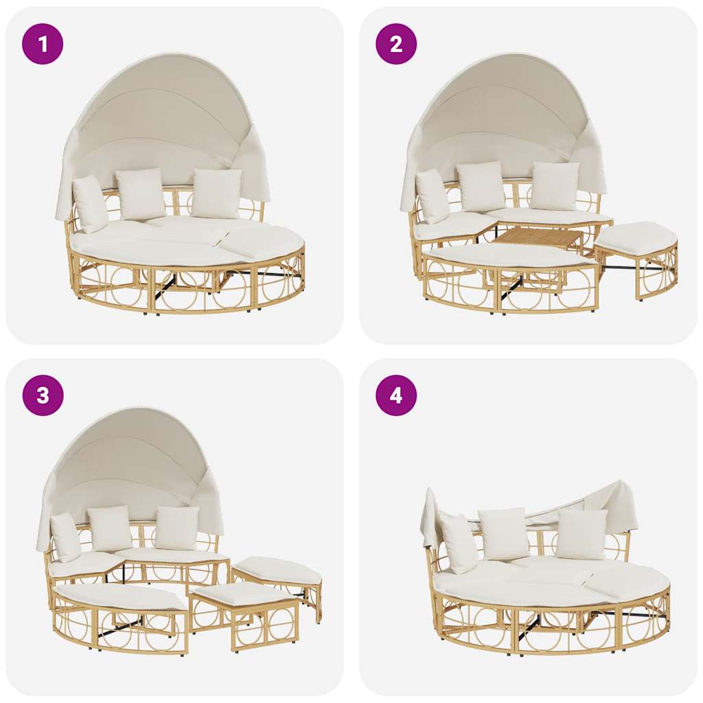 Εξωτερική Lounge κρεβάτι με θόλο και μαξιλάρια Poly Rattan