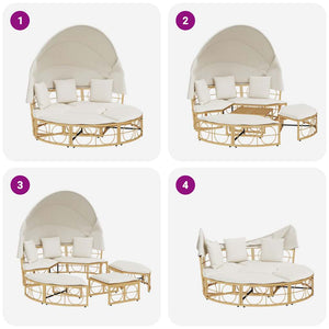 Εξωτερική Lounge κρεβάτι με θόλο και μαξιλάρια Poly Rattan