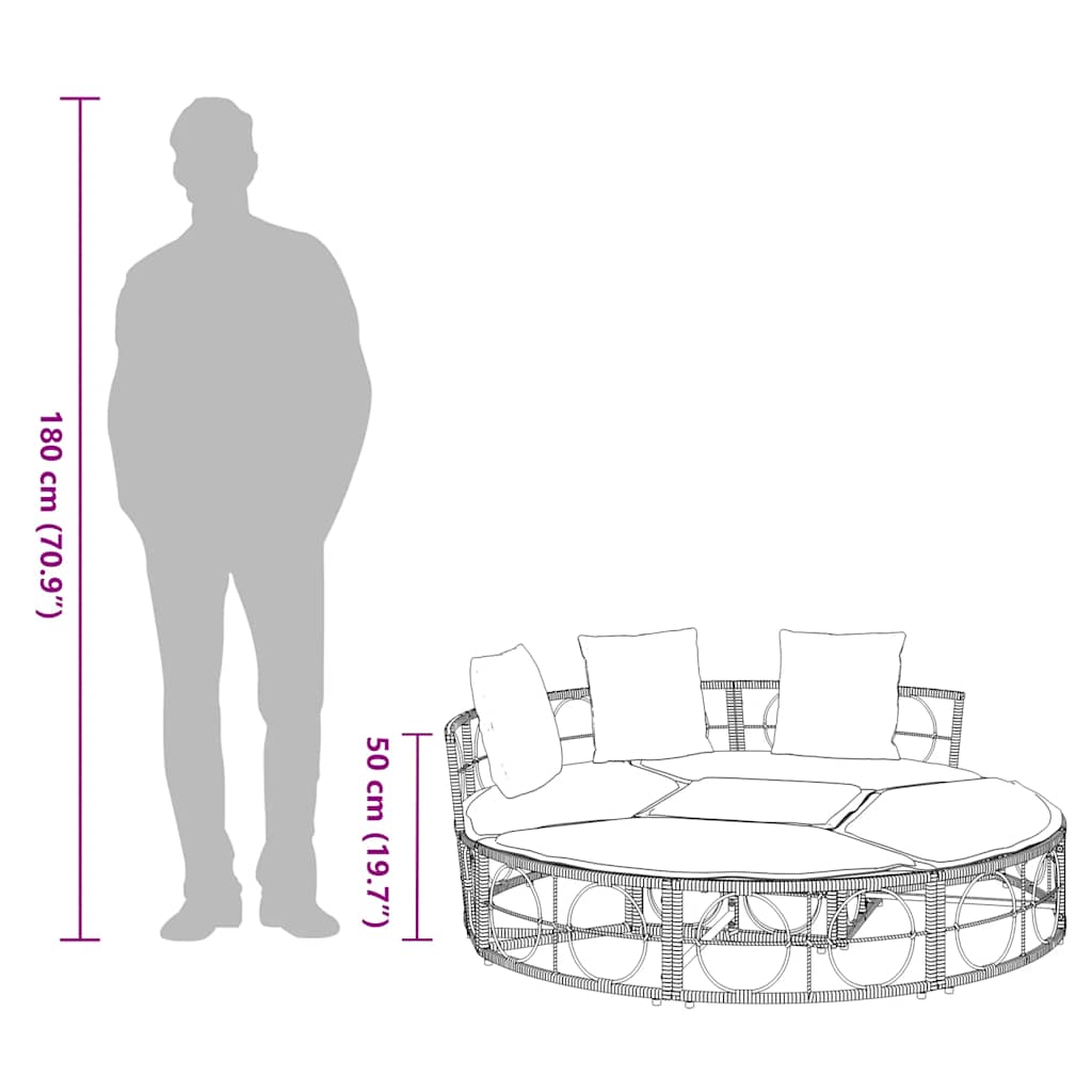 Εξωτερική Lounge κρεβάτι χωρίς θόλο Poly Rattan