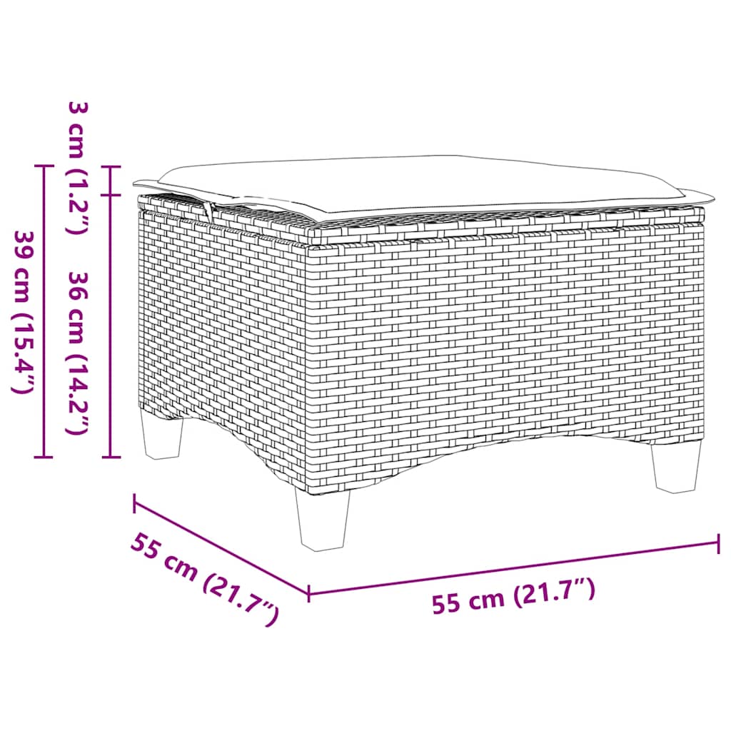 Σκαμπό κήπου με μαξιλάρια 2 τεμάχια Μπεζ 55x55x36 cm
