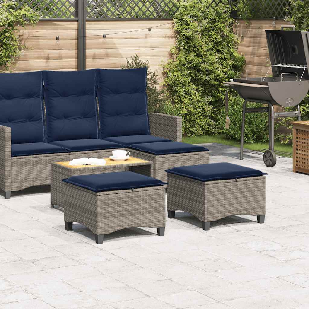 σκαμπό κήπου με μαξιλάρια 2 τεμάχια Γκρι 55x55x36 cm