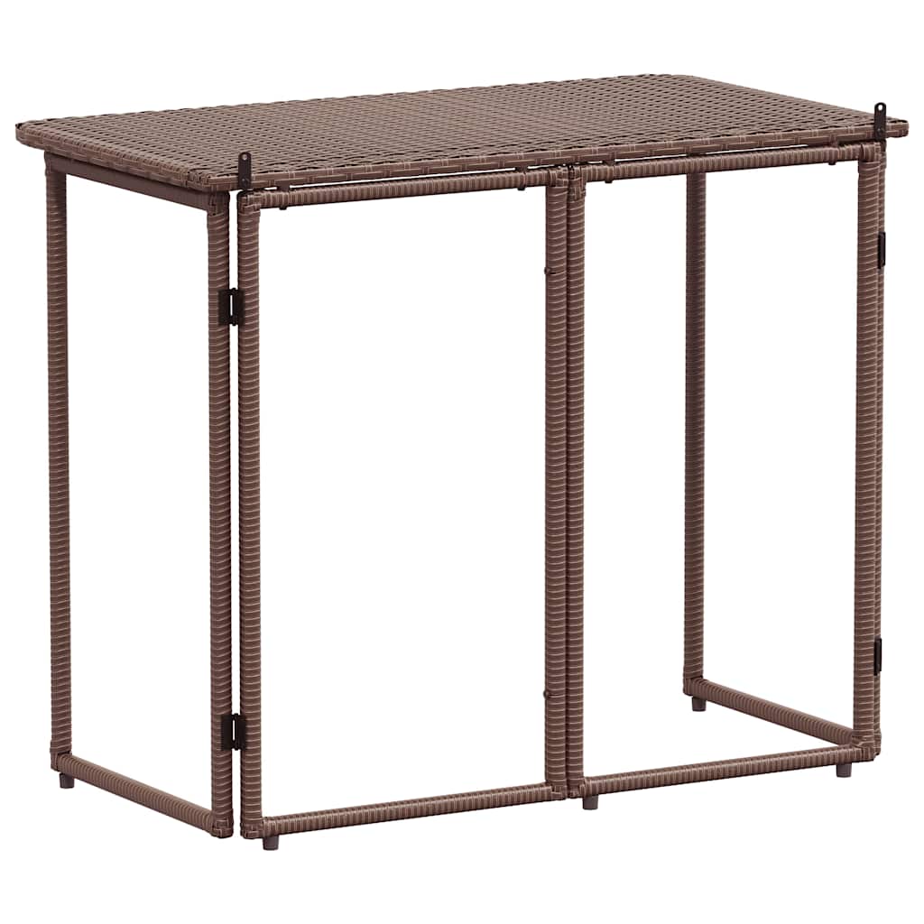 Πτυσσόμενο τραπέζι κήπου καφέ 90x51x75 cm Poly Rattan