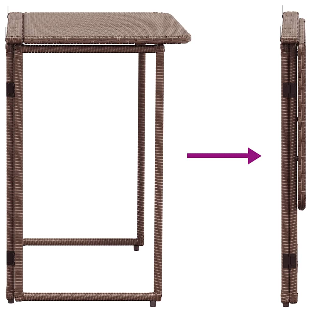 Πτυσσόμενο τραπέζι κήπου καφέ 90x51x75 cm Poly Rattan