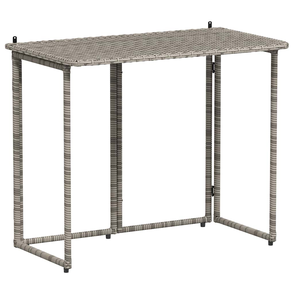 Πτυσσόμενο τραπέζι κήπου γκρι 90x51x75 cm Poly Rattan
