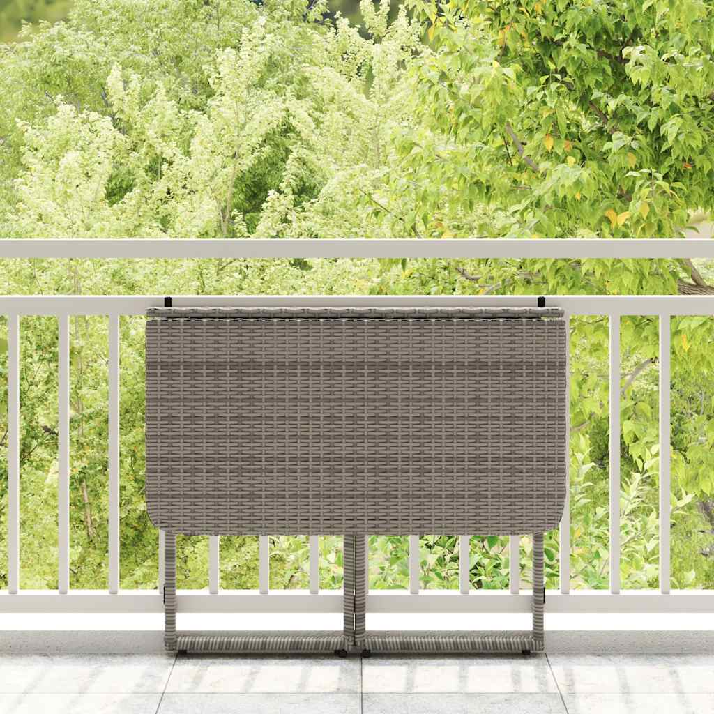 Πτυσσόμενο τραπέζι κήπου γκρι 90x51x75 cm Poly Rattan