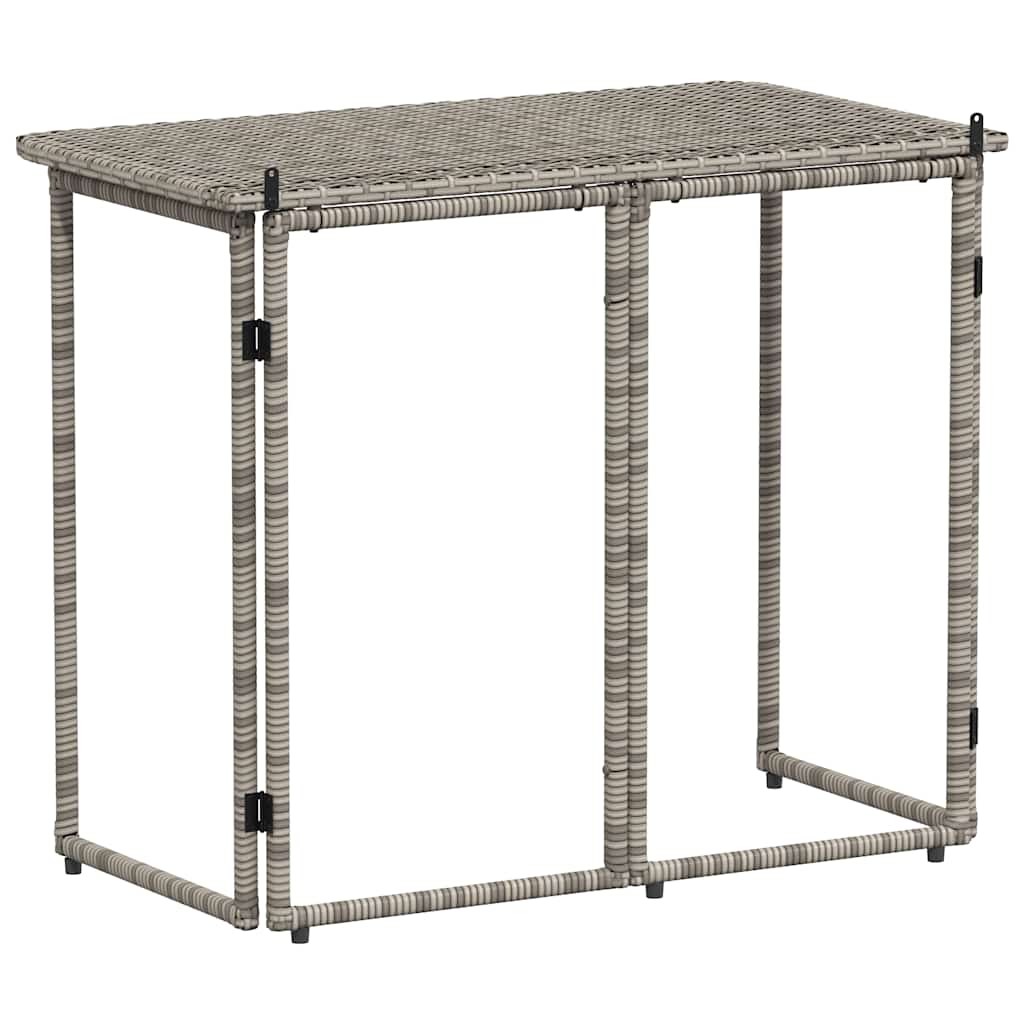 Πτυσσόμενο τραπέζι κήπου γκρι 90x51x75 cm Poly Rattan