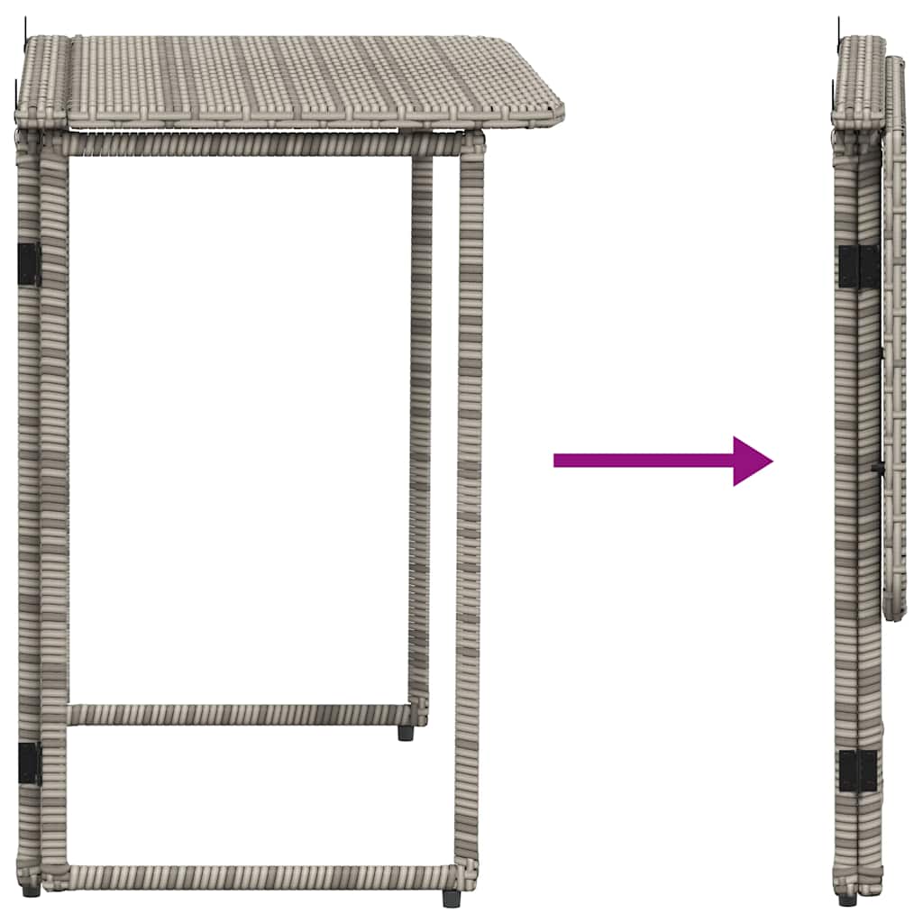 Πτυσσόμενο τραπέζι κήπου γκρι 90x51x75 cm Poly Rattan
