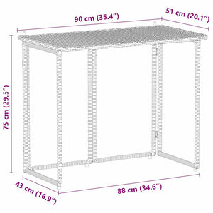Πτυσσόμενο τραπέζι κήπου γκρι 90x51x75 cm Poly Rattan