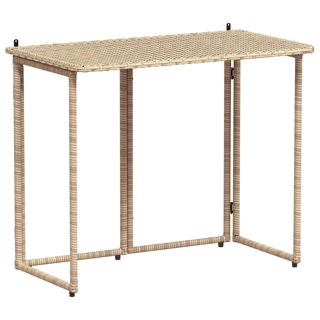 Πτυσσόμενο τραπέζι κήπου Μπεζ 90x51x75 cm Poly Rattan