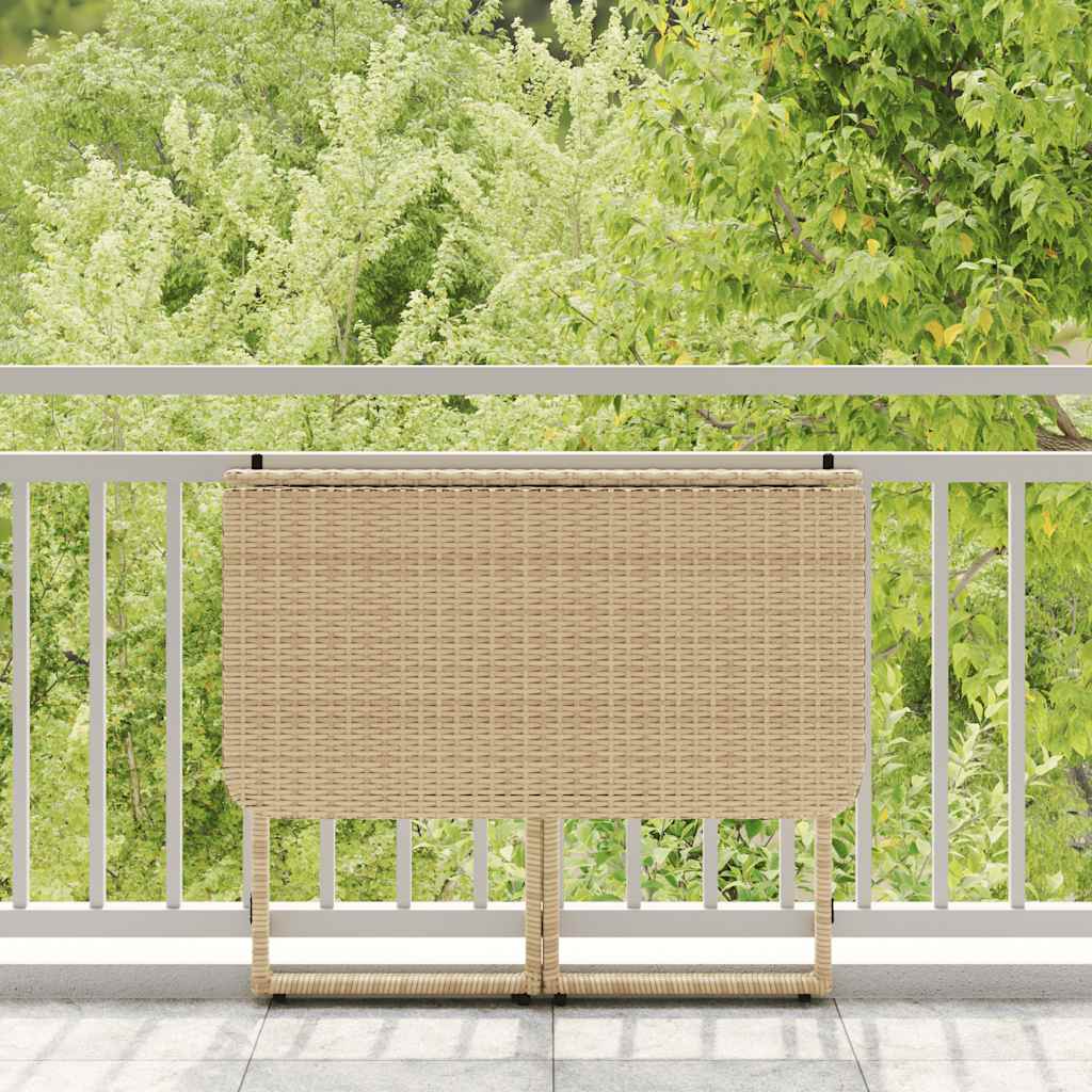 Πτυσσόμενο τραπέζι κήπου Μπεζ 90x51x75 cm Poly Rattan
