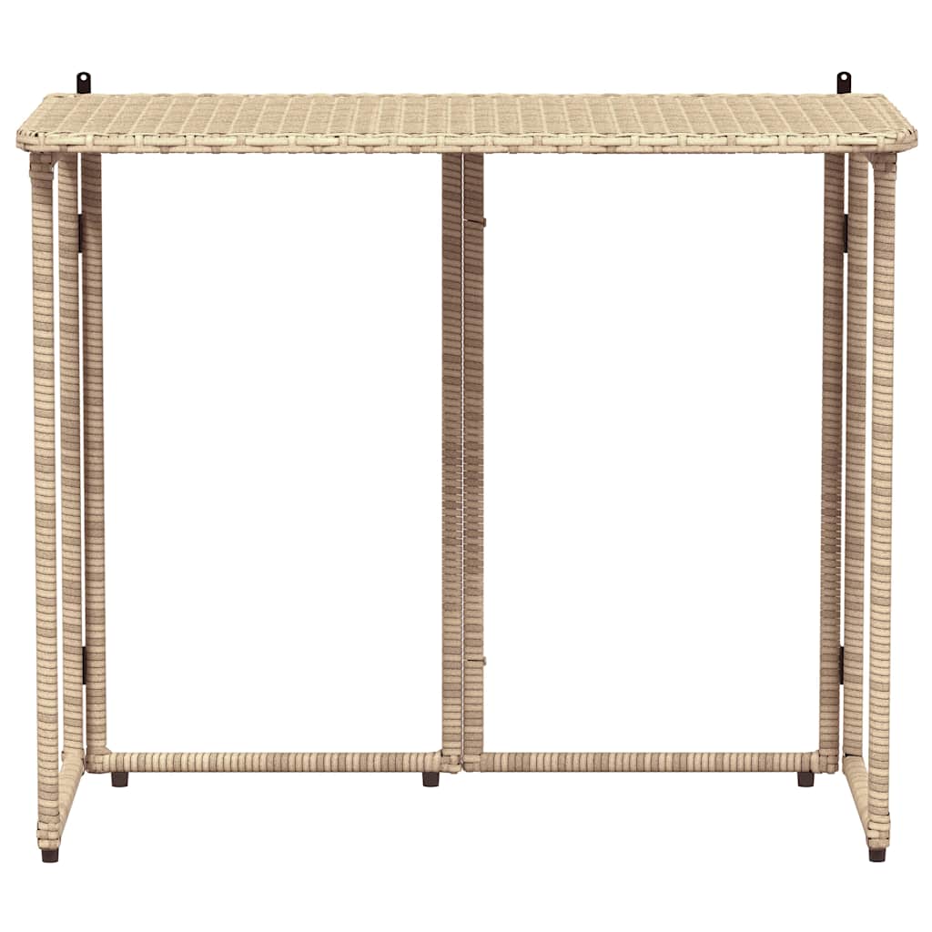 Πτυσσόμενο τραπέζι κήπου Μπεζ 90x51x75 cm Poly Rattan