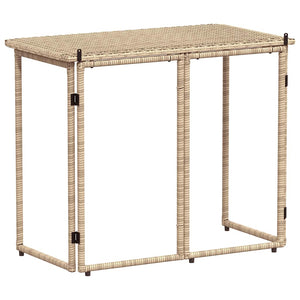 Πτυσσόμενο τραπέζι κήπου Μπεζ 90x51x75 cm Poly Rattan