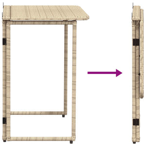 Πτυσσόμενο τραπέζι κήπου Μπεζ 90x51x75 cm Poly Rattan