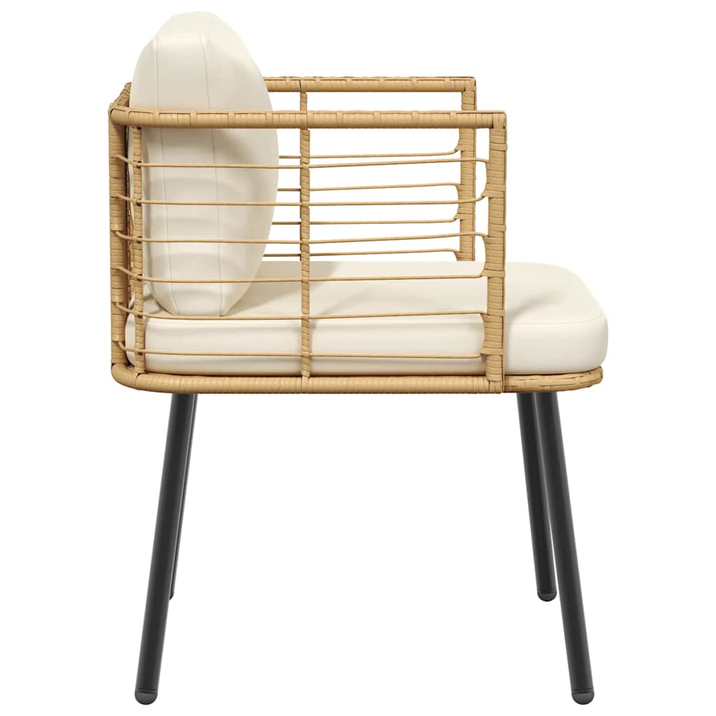 Καρέκλα κήπου με μαξιλάρια Φυσικό πολυ μπαστούνι - Pakobazaar