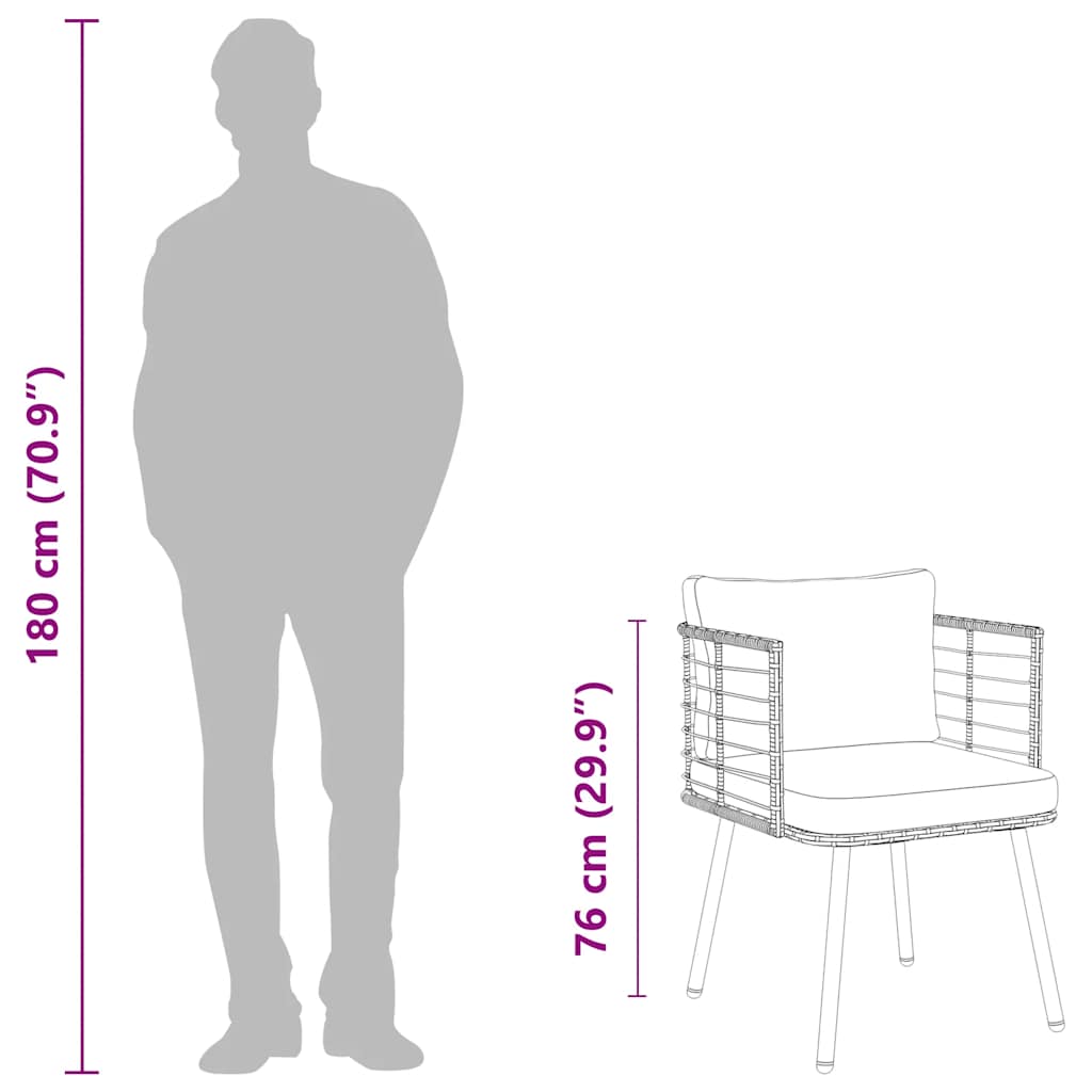 Καρέκλα κήπου με μαξιλάρια Φυσικό πολυ μπαστούνι - Pakobazaar