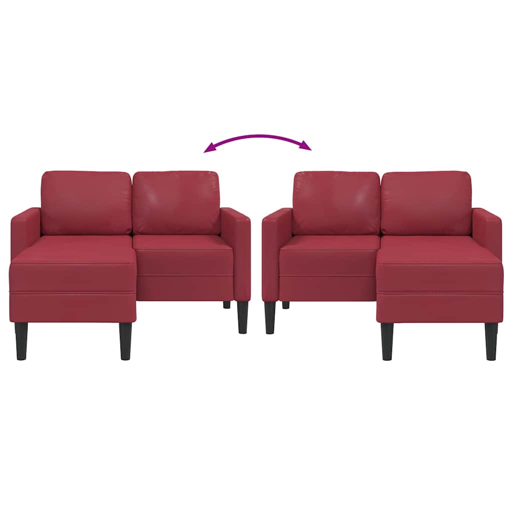 Διθέσιος Καναπές με Σεζλόνγκ σε Σχήμα L, Κόκκινο του Κρασιού, 125 εκ. από Συνθετικό Δέρμα - Pakobazaar