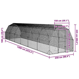 Τρέξιμο για κοτόπουλα 2,5x12x2,25 μ. από Γαλβ. Χάλυβα