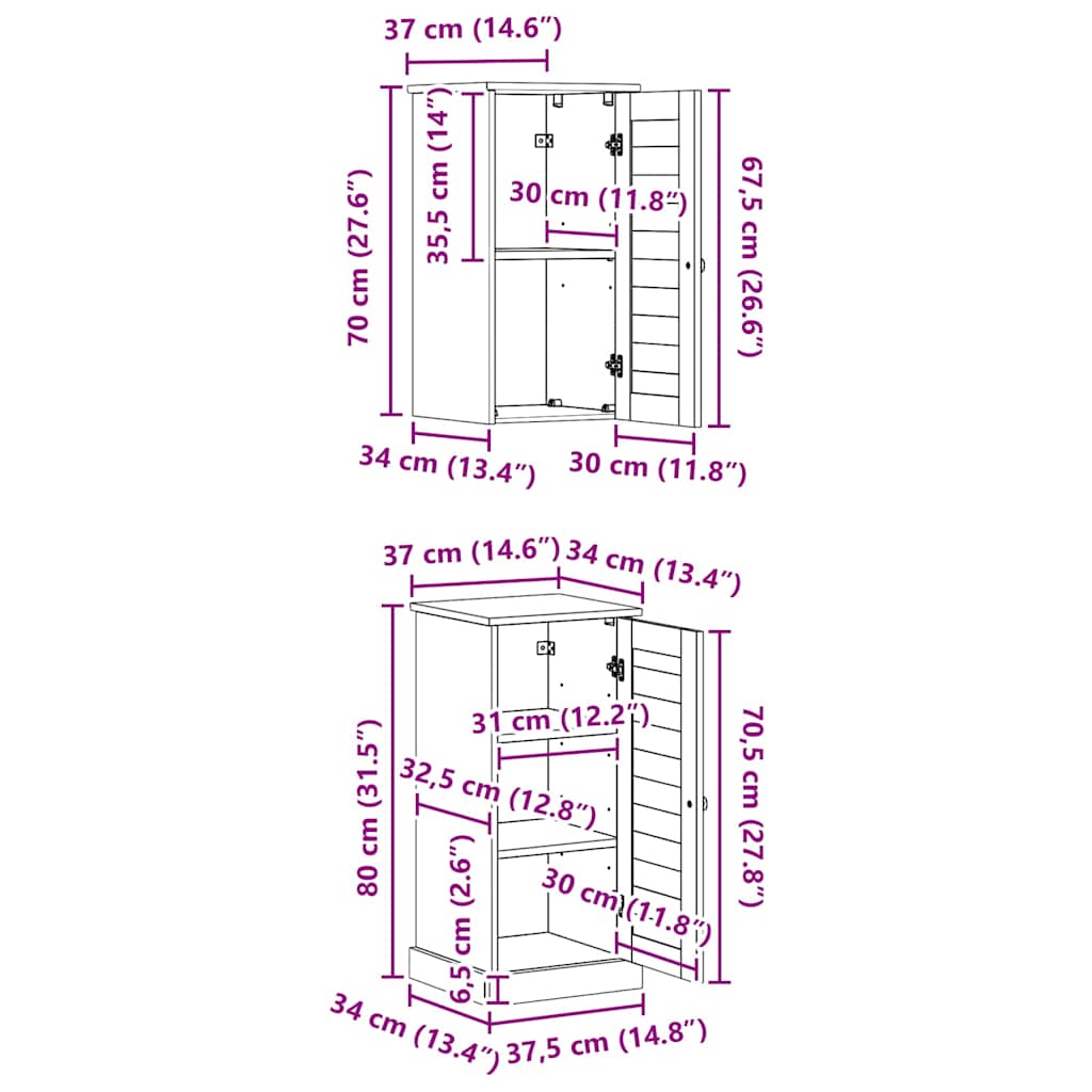 Σετ Επίπλων Μπάνιου με ράφι VIGO 2 pcs Καφέ και Μέλι Καφέ - Pakobazaar