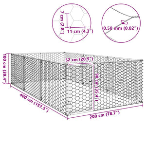Σπιτάκι Σκύλου Εξωτερικού Χώρου με Πόρτα 2x4x1 μ. από Γαλβανισμένο Ατσάλι - Pakobazaar