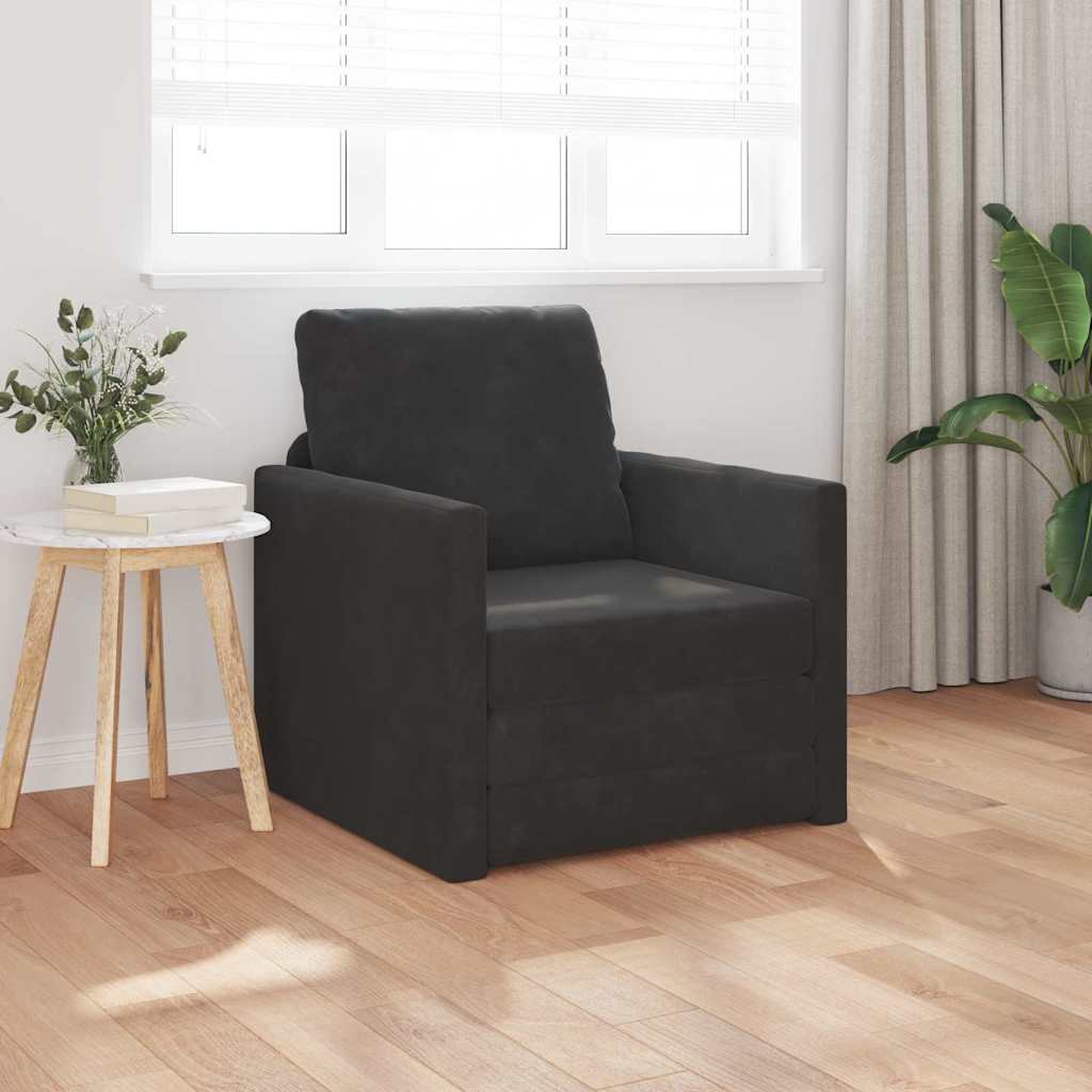 Κρεβάτι καναπές Μαύρο 74 x 77 x 81 εκ. Βελούδο - Pakobazaar