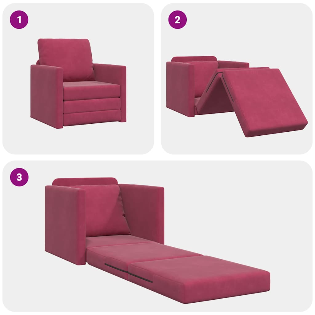 Κρεβάτι καναπές 60cm Κόκκινο Βελούδο - Pakobazaar