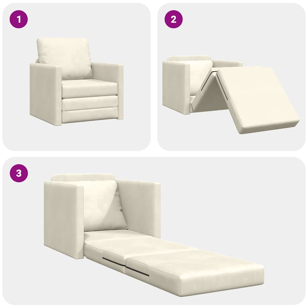 Κρεβάτι καναπές 60cm Κρεμ Βελούδο