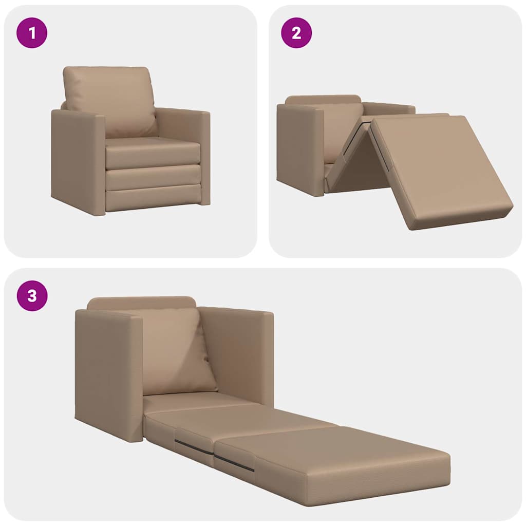 Κρεβάτι καναπές 60cm Καπουτσίνο Δερματίνη - Pakobazaar