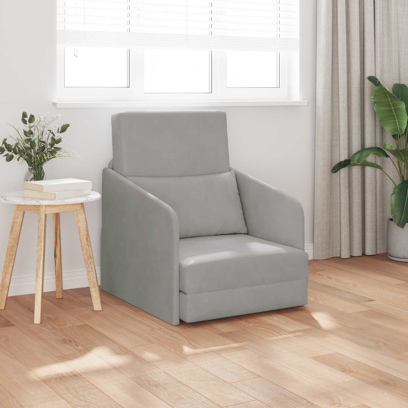 Κρεβάτι καναπές Ανοιχτό γκρι 65 x 80 x 83 εκ. Βελούδο