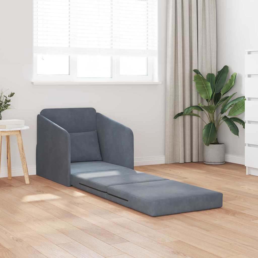 Κρεβάτι καναπές Σκούρο Γκρι 65 x 80 x 83 εκ. Βελούδο - Pakobazaar