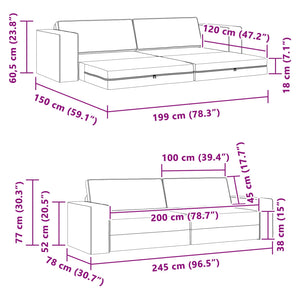 Κρεβάτι καναπές Σκούρο κίτρινο 245 x 78 x 77 εκ. ύφασμα