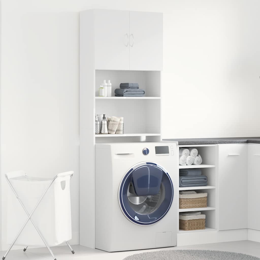 Ντουλάπι πλυντηρίου ρούχων Λευκό 64x24x190 cm Ξύλινη κατασκευή - Pakobazaar