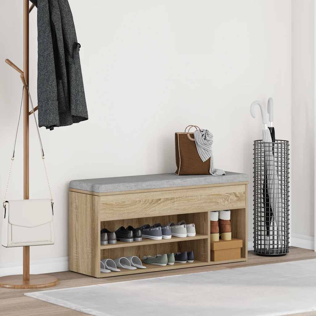 Πάγκος παπουτσιών  Sonoma Oak 102x30,5x45 cm Κατασκευασμένο ξύλο - Pakobazaar