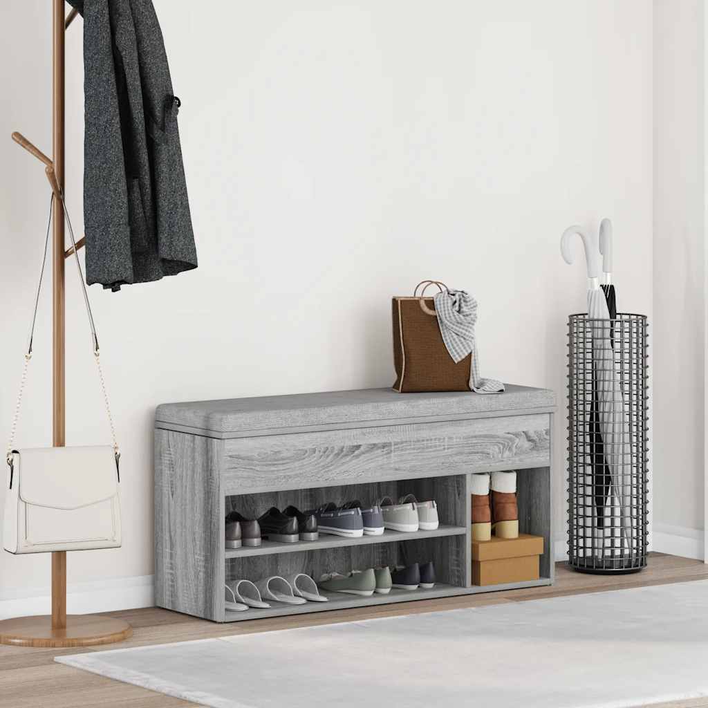 Πάγκος παπουτσιών  Γκρι Sonoma 102x30,5x45cm Κατασκευασμένο ξύλο