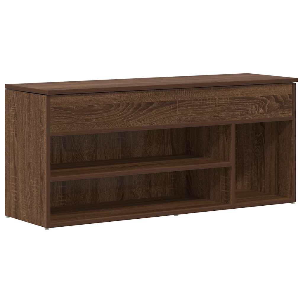 Πάγκος παπουτσιών καφέ δρυς 102x30,5x45 cm Ξύλο μηχανής
