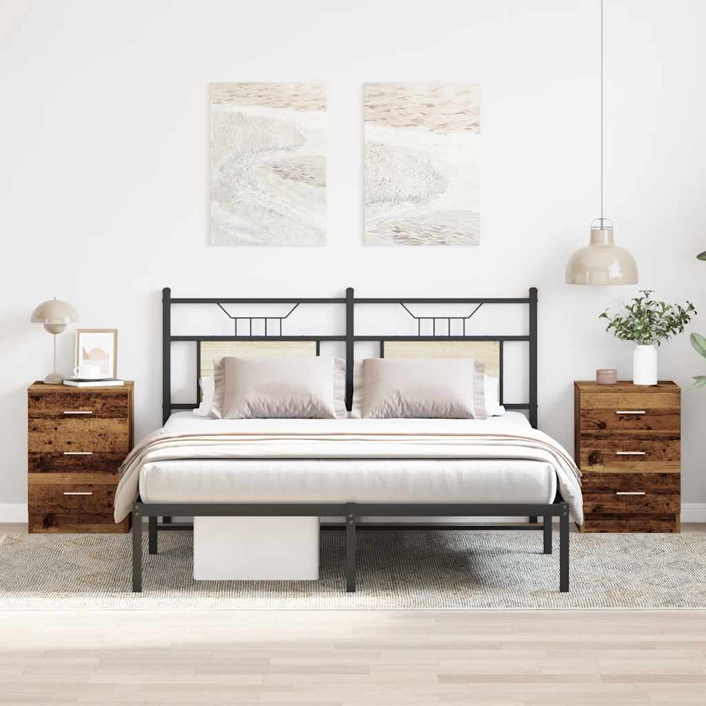 Κομοδίνα 2 τεμάχια Παλιό ξύλο 38x35x55 εκ Κατασκευασμένο ξύλο