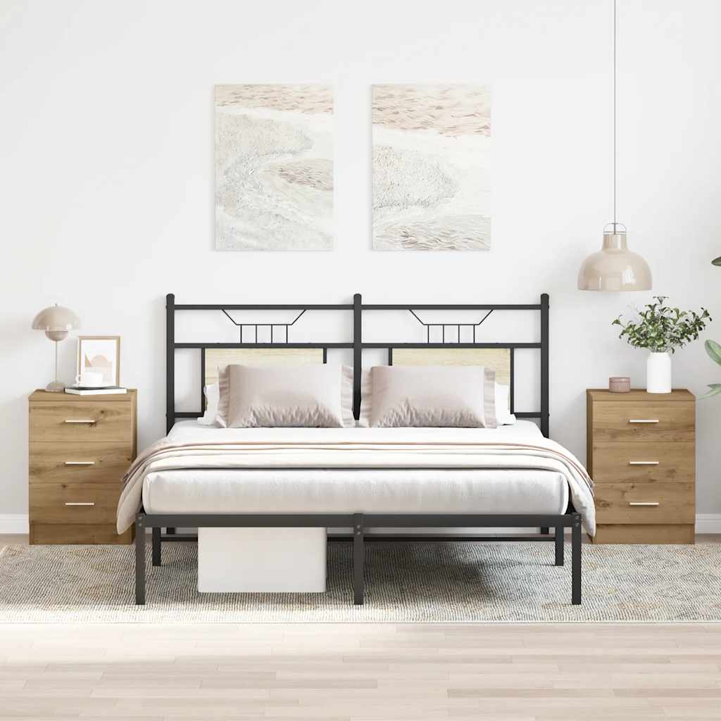 Κομοδίνα 2 τεμ. τεχνίτης Δρυς 38x35x55 εκ. από Επεξεργ Ξύλο