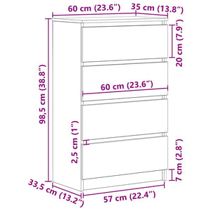 Μπουφές Τεχνίτης Δρυς 60x35x98,5 εκ Ξύλο μηχανής