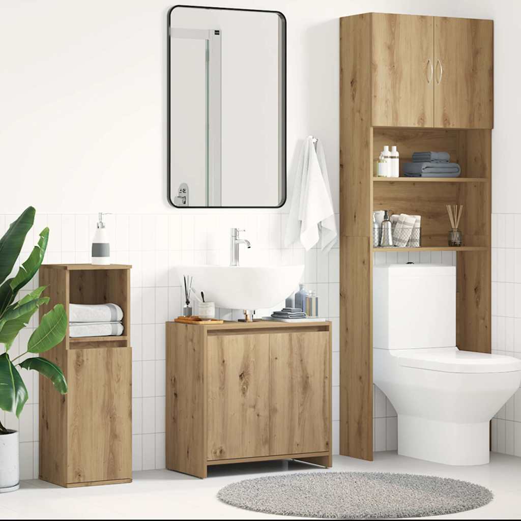 Ντουλάπι Νιπτήρα Μπάνιου Αρτισιανή Δρυς 60x33x60 εκ. Επεξ. Ξύλο