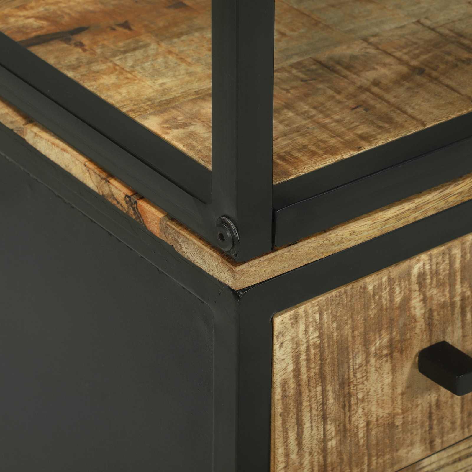 Highboard με συρτάρι Καφέ 70 x 35 x 180 εκ. Στερεό ξύλο μάνγκο - Pakobazaar